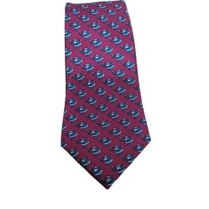Neiman Marcus Men Silk Tie Burgundy Blue Santa Claus Holiday Christmas Hand Made